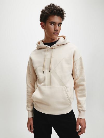Calvin Klein Ruhák HU671714 | Calvin Klein Eco Series Cotton Blend Férfi Kapucnis Pulóver Krém